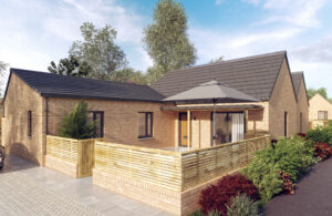 CGI of bungalow at Bridge Road development, that Celtic Offsite is manufacturing the timber frame structures for.